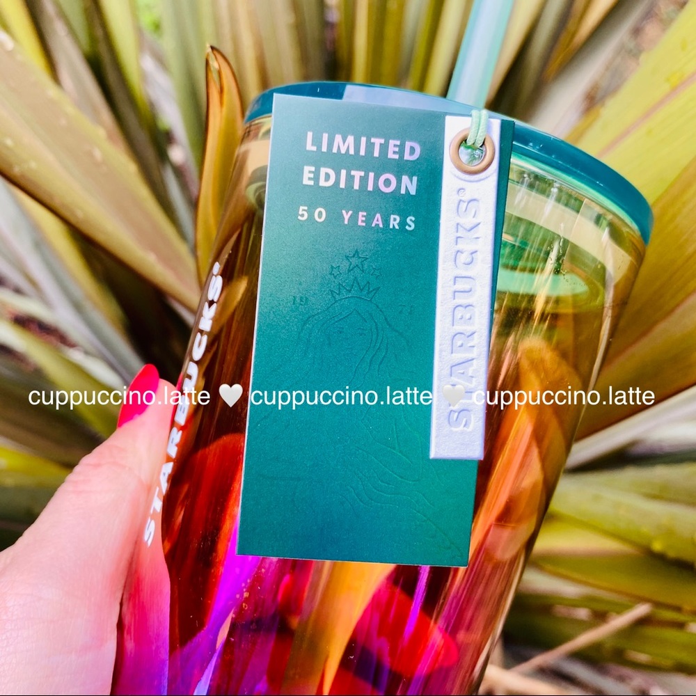 🌈LAST ONE🌈Starbucks Iridescent Oil Slick 50th Anniversary Glass Cold Cup - Picture 4 of 10